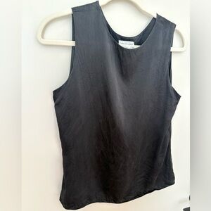 Vintage Saks Fifth Avenue 100% Silk Black Sleeveless Top Capsule Neutral Small